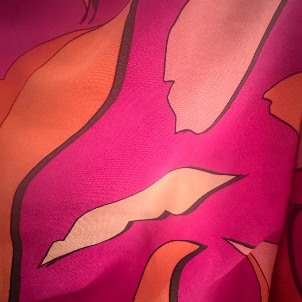 Pink One Shoulder Maxi Dress Abstract Print Bright Summer Vacation Resort - Picture 5 of 6
